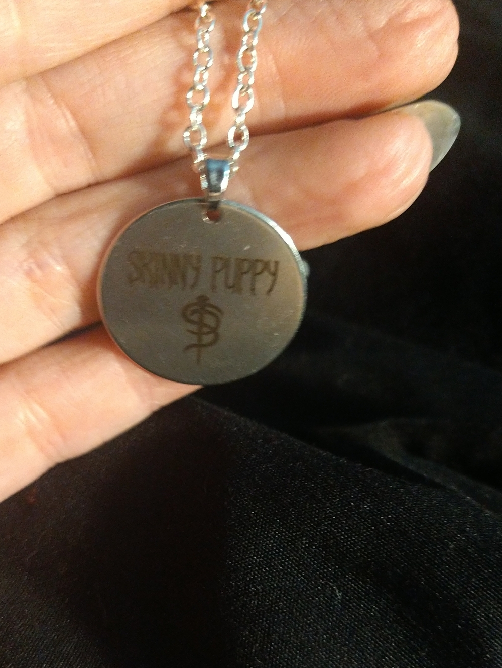 Stainless Steel Skinny Puppy Pendant Necklace - Silver